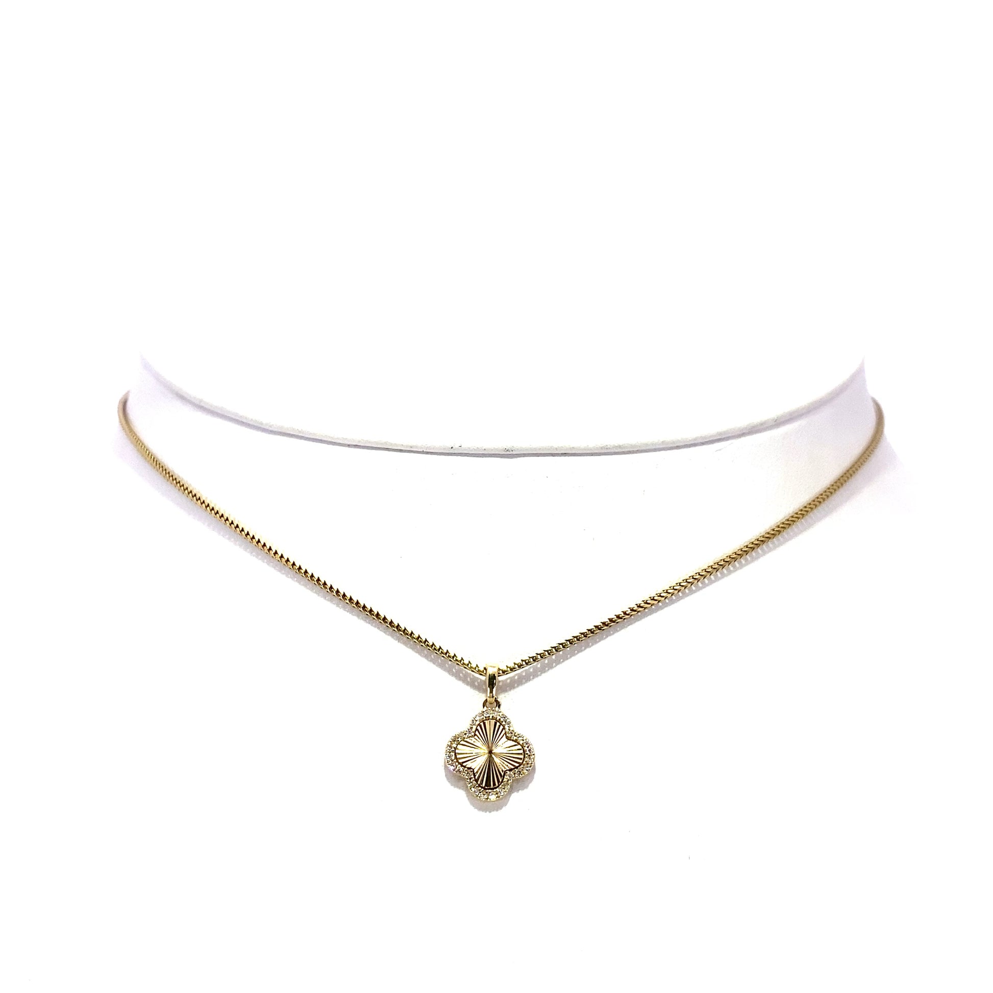 10K Clover Style Diamond Pendant