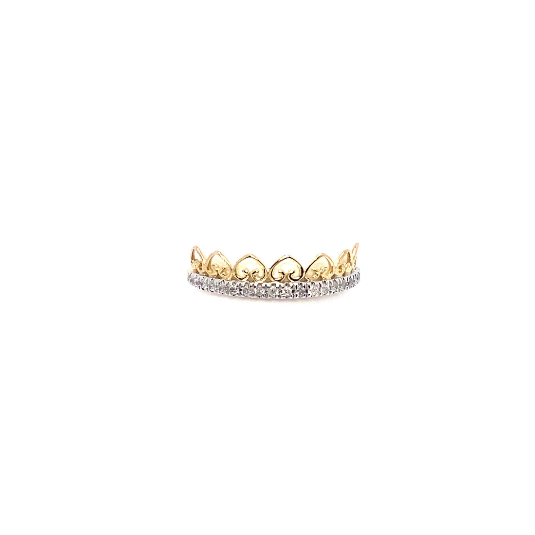 10K Heart Crown Diamond Ring