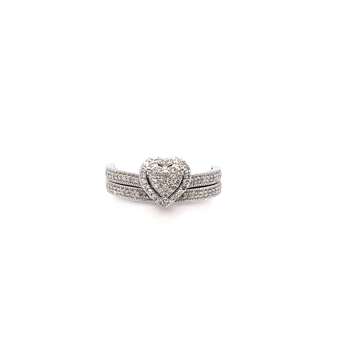 10K Heart Diamond Ring with Diamond Band
