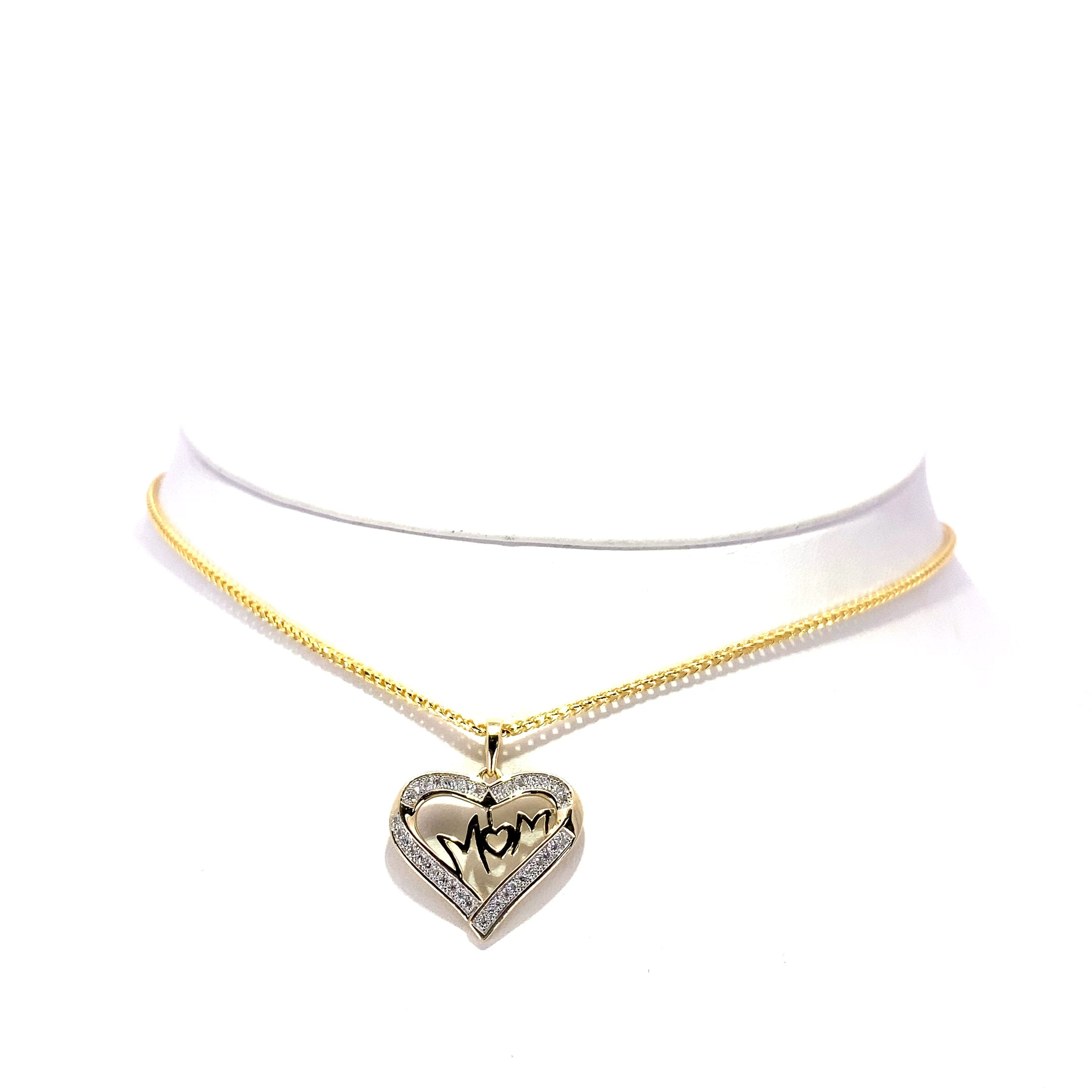 10K Micro Diamond “MOM” Pendant