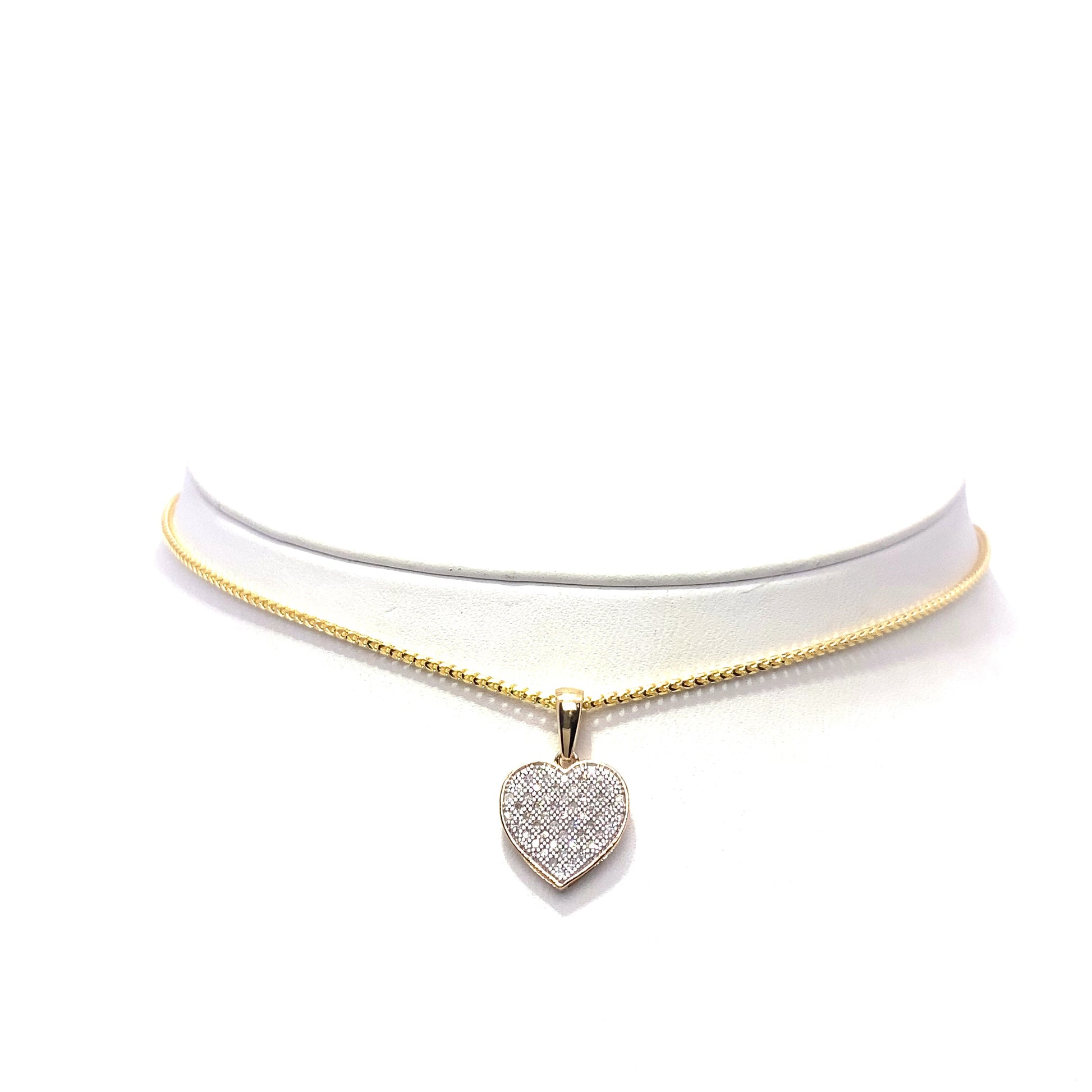 10K Small Micro Diamond 2-Tone Heart Pendant