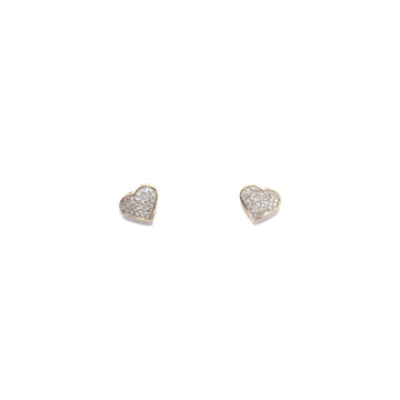 10K Small Micro Diamond Heart Earring