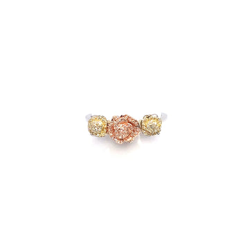 10K Tri-Color Flower Diamond Ring