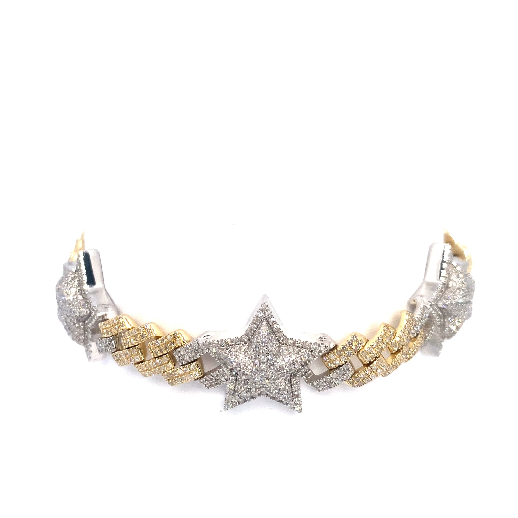 10K Womens Star Charm Cuban Bracelet