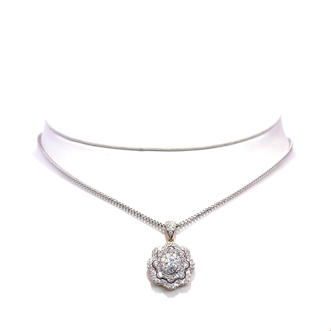 10k Diamond Cluster Flower Pendant