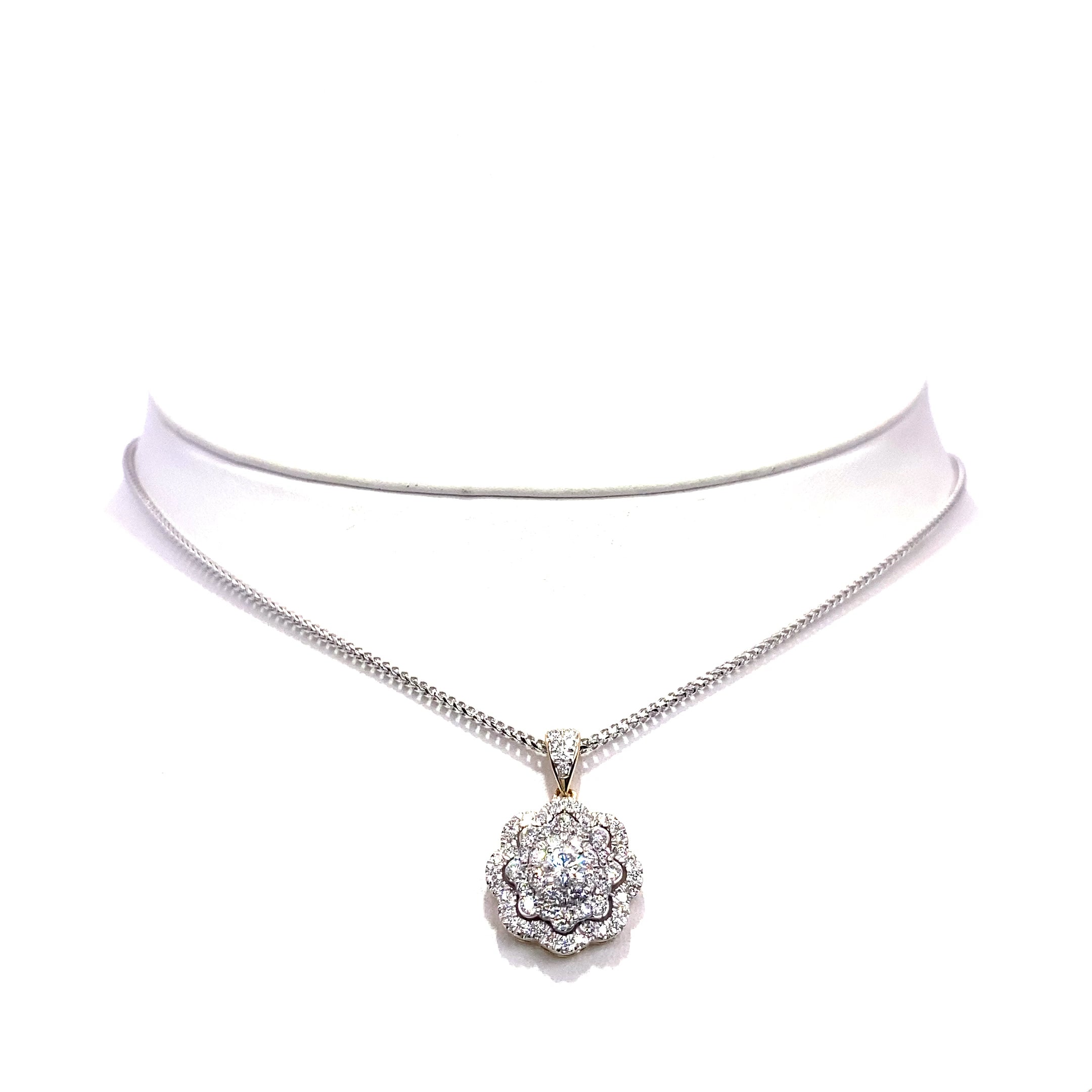 10k Diamond Cluster Flower Pendant