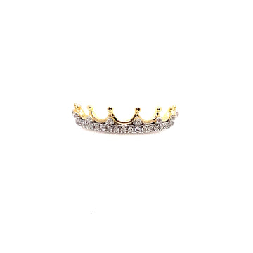 14K 8 Point 2-Tone Diamond Crown Ring