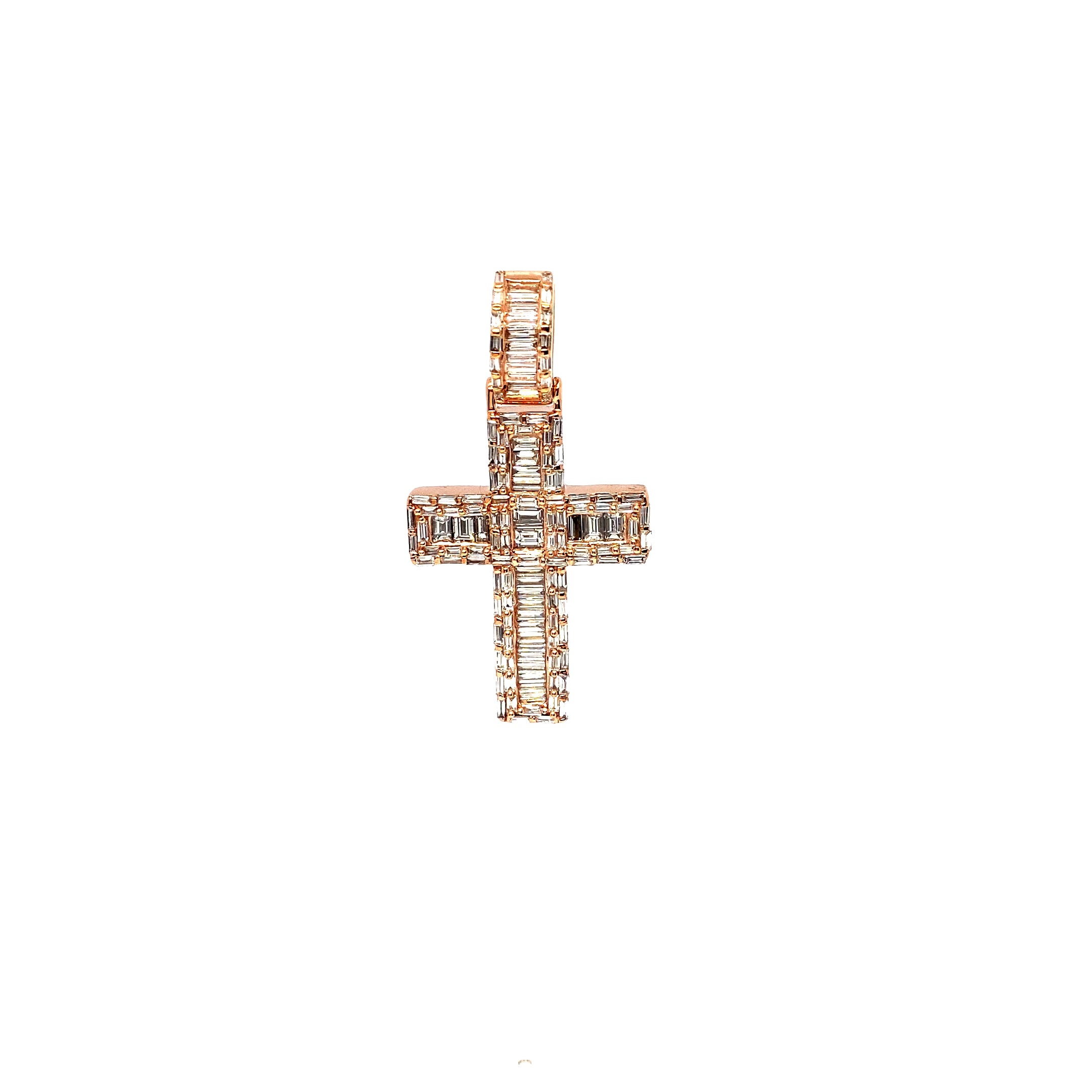 14K Baguette Diamond Cross Pendant