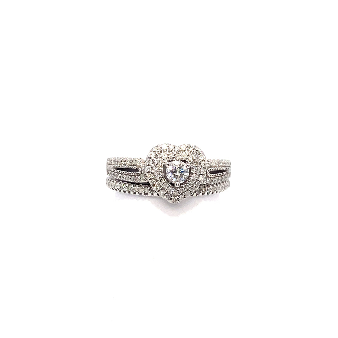 14K Center Diamond Ring with Diamond Band