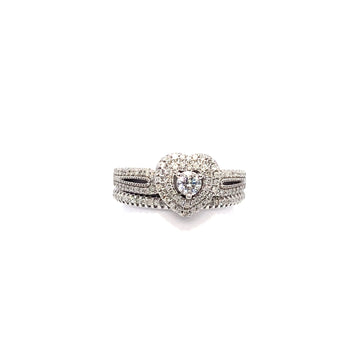 14K Center Diamond Ring with Diamond Band