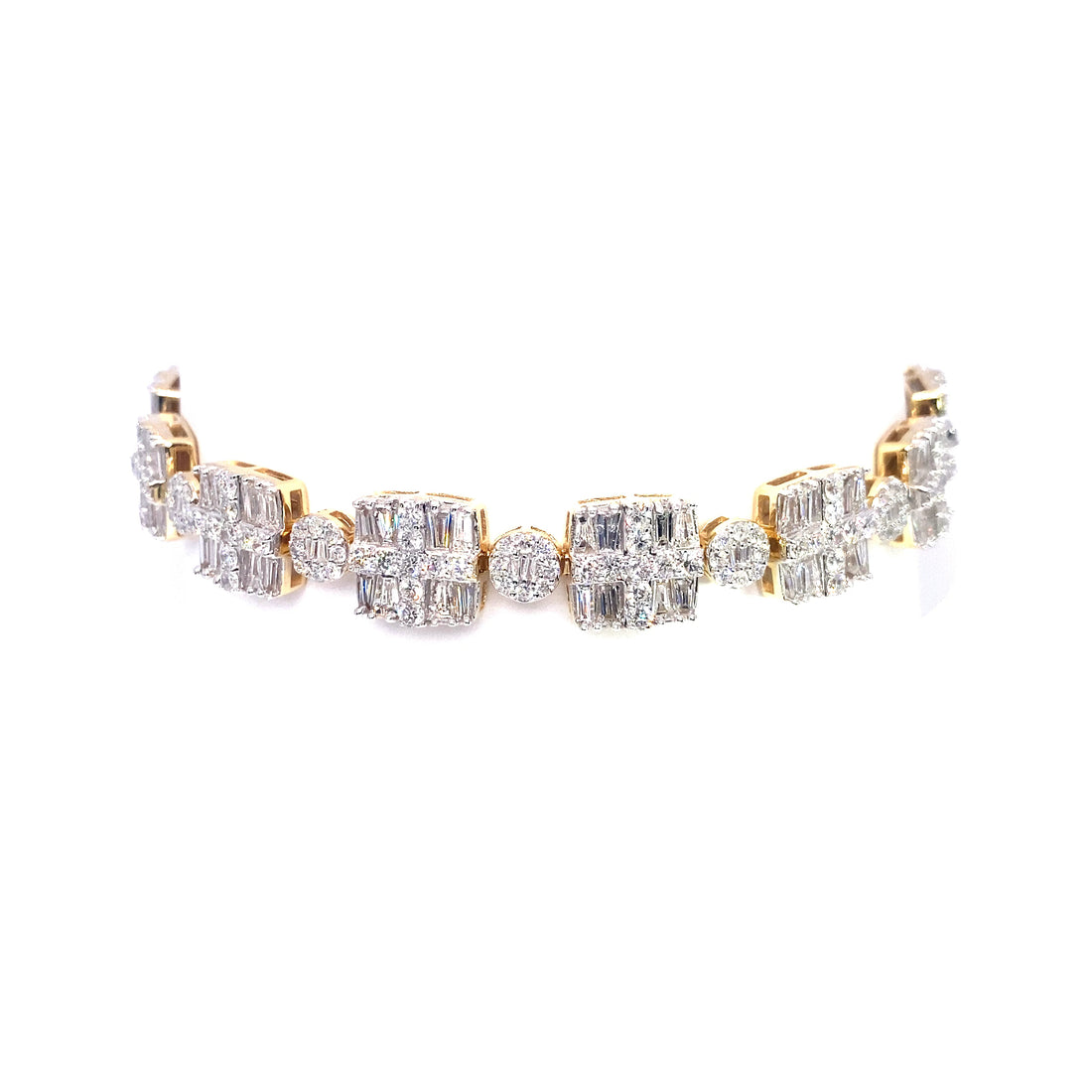 14K Women’s Baguette and Round Diamond Hybrid Bracelet (8.5 Inches)