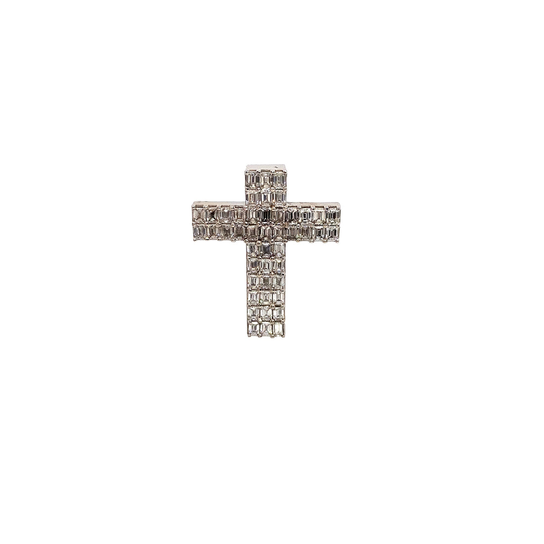 3 Row Emerald Diamond Cross Pendant