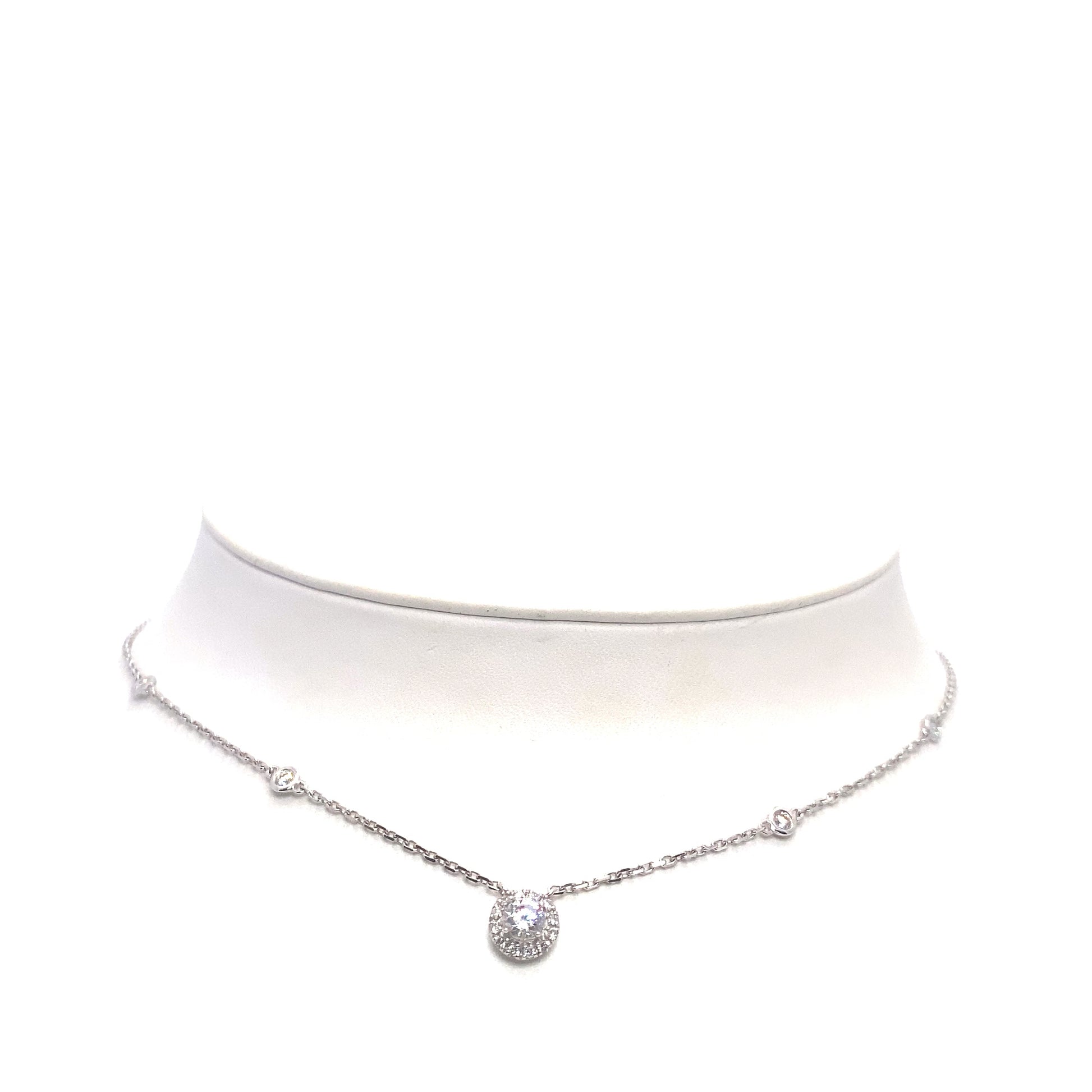 Round Center Stone Diamond Necklace