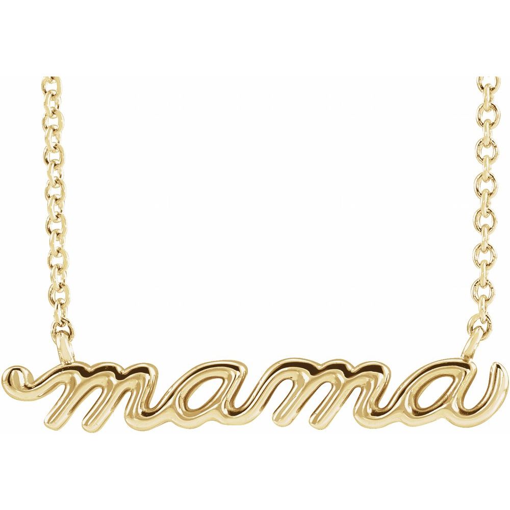 14K Petite Mama Script 18″ Necklace