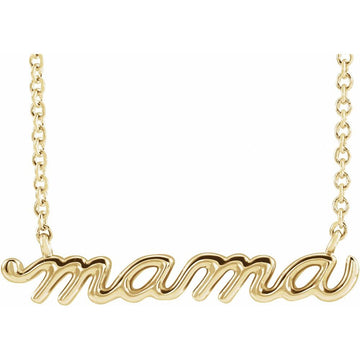 14K Petite Mama Script 18″ Necklace