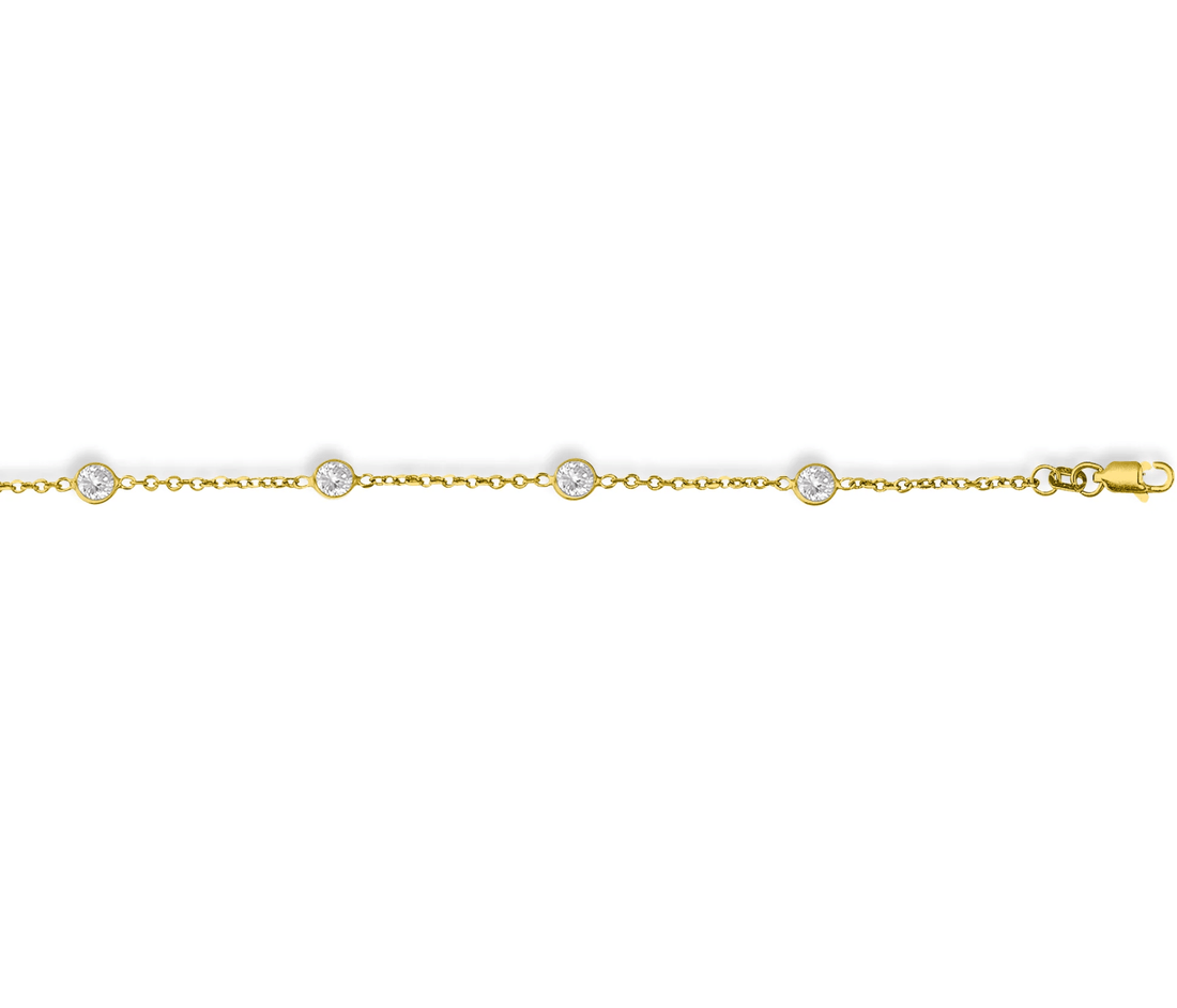 14K Gold CZ Anklet