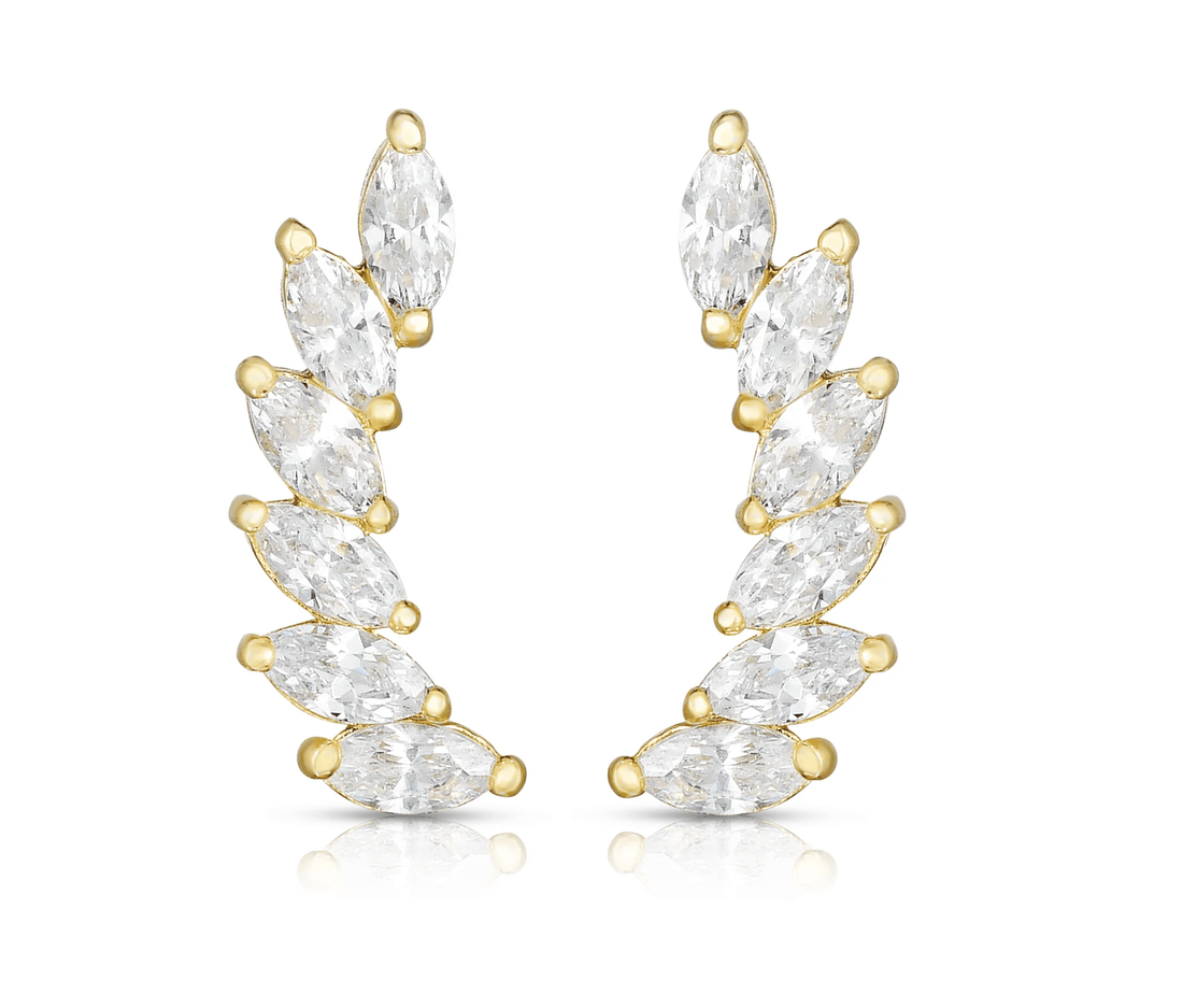 14K Gold Marquise CZ Earrings