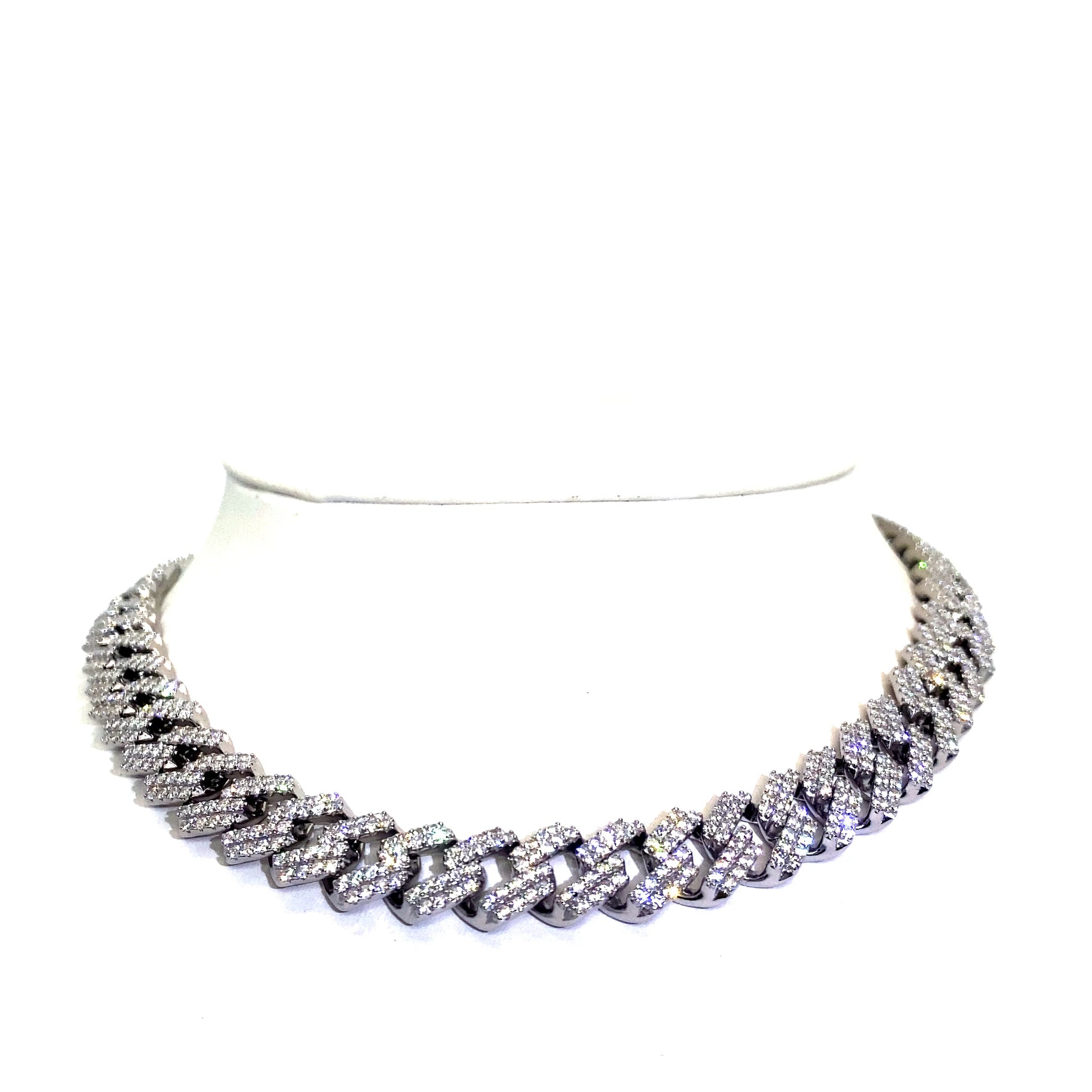 22 Inch 10 mm Monaco Chain CZ (Silver/Rhodium)