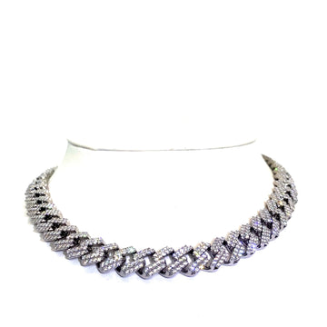 22 Inch 10 mm Monaco Chain CZ (Silver/Rhodium)