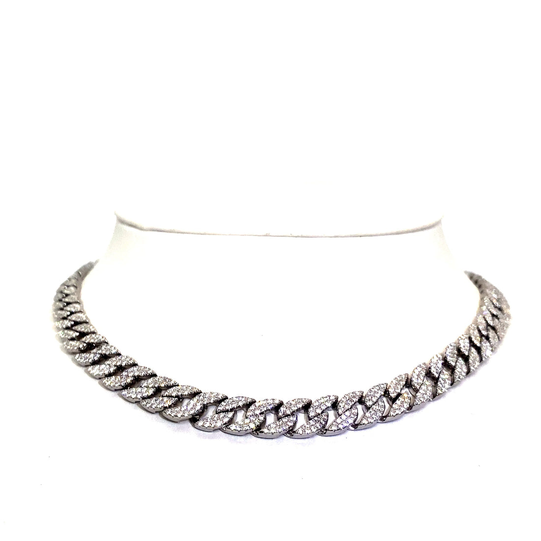 22 Inch 8 mm Leaf Chain CZ (Silver/Rhodium)