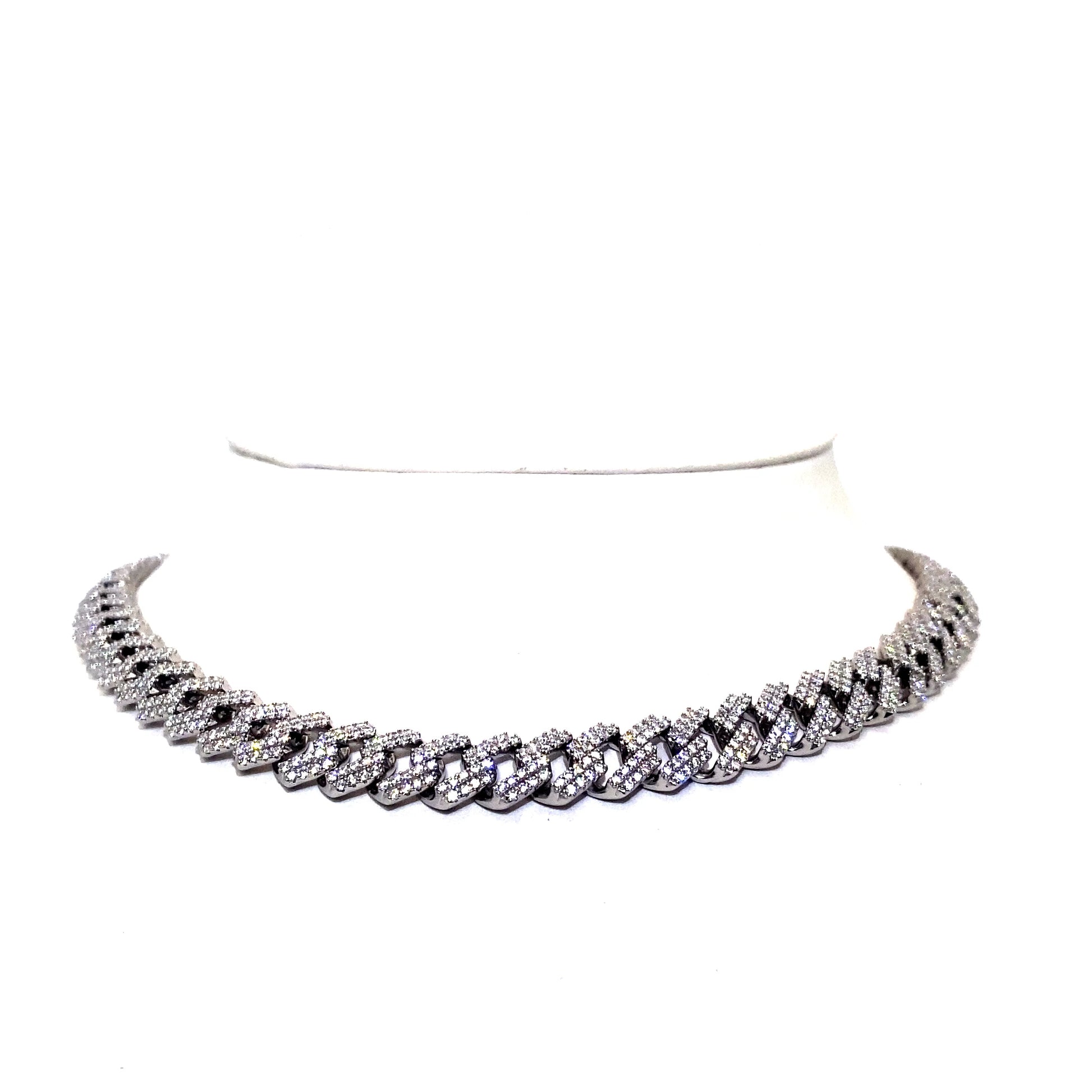 20 Inch 12 mm Monaco Chain CZ (Silver/Rhodium)