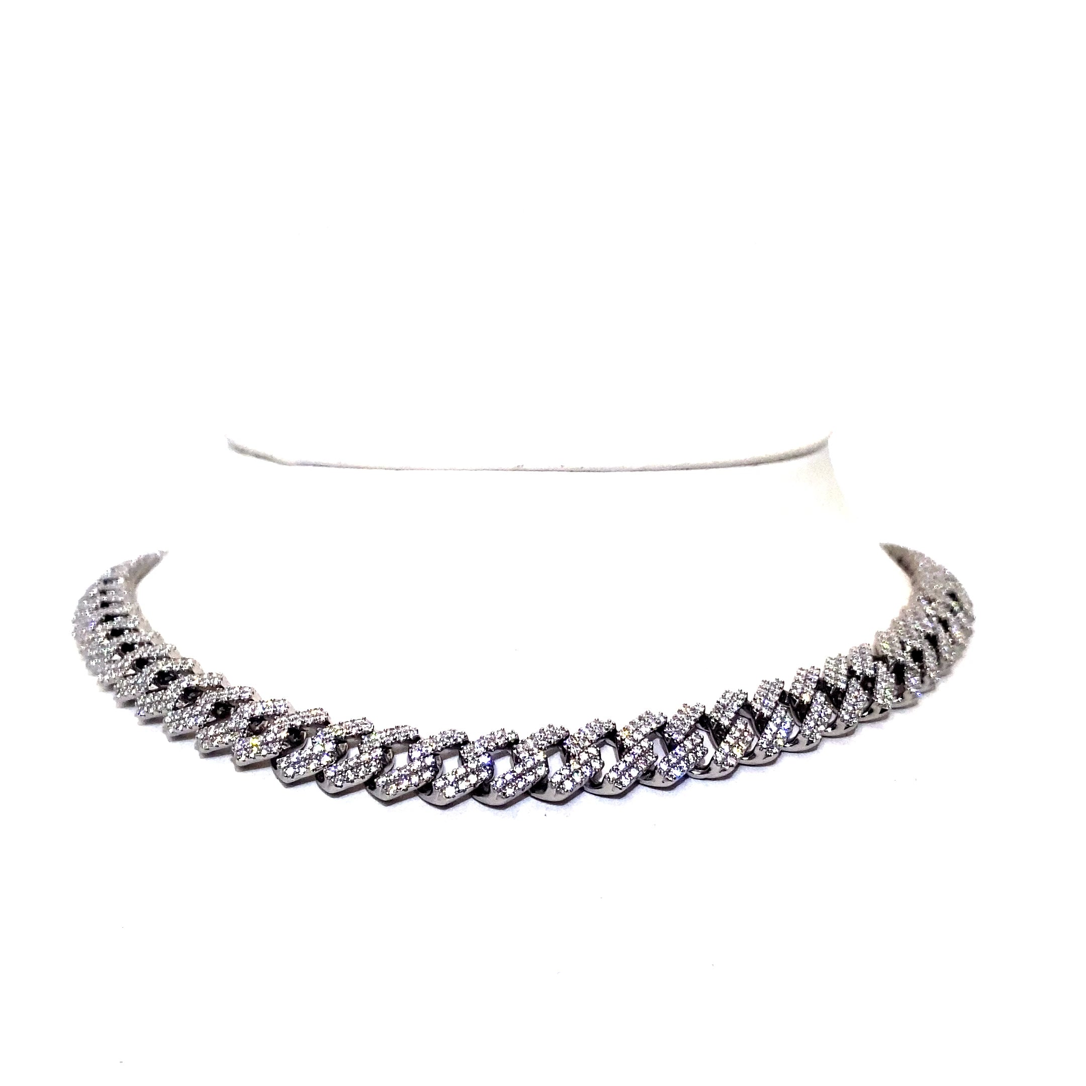 20 Inch 12 mm Monaco Chain CZ (Silver/Rhodium)