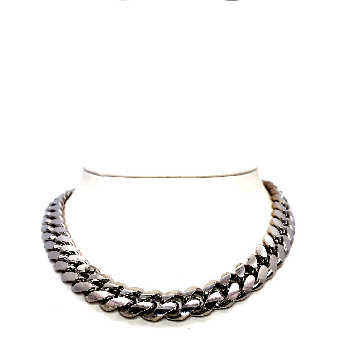 24 Inch 1 mm Miami Curb Chain Plain (Silver/Rhodium Plated)