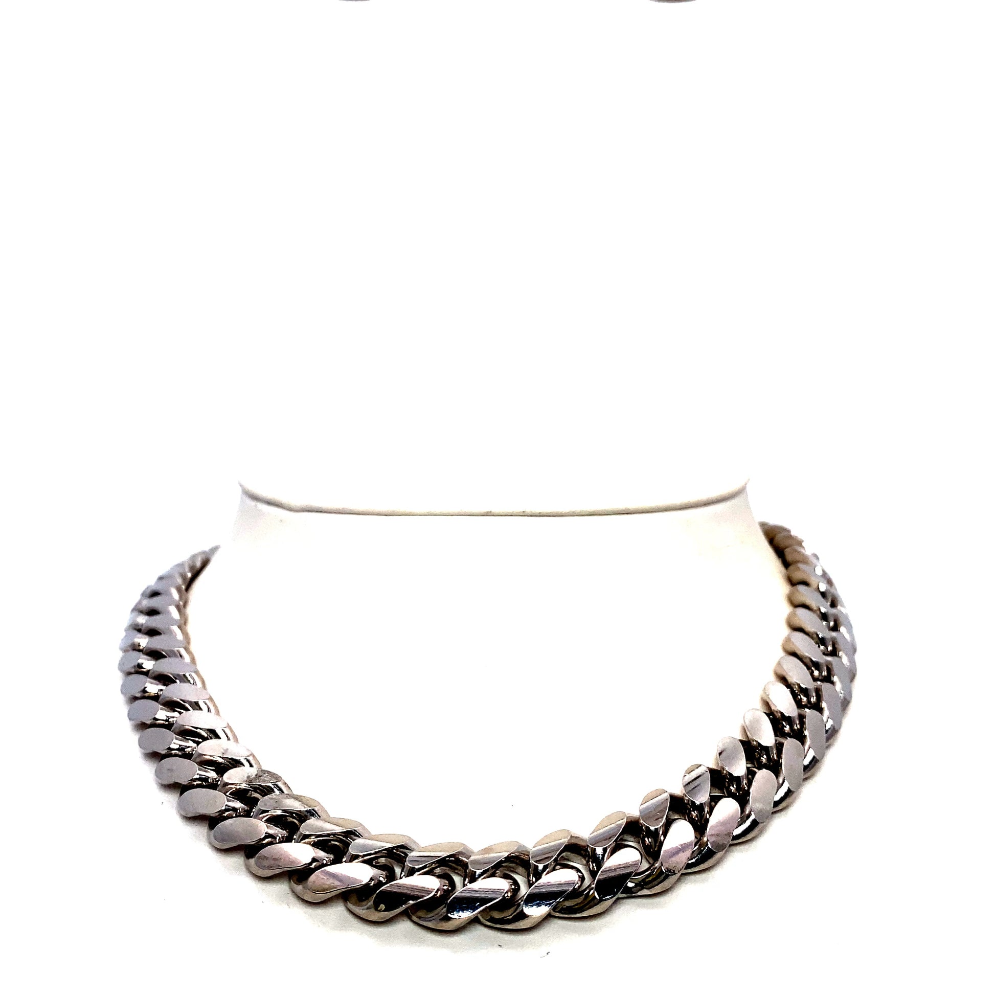 24 Inch 1 mm Miami Curb Chain Plain (Silver/Rhodium Plated)