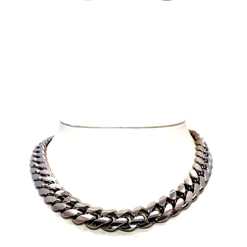24 Inch 1 mm Miami Curb Chain Plain (Silver/Rhodium Plated)