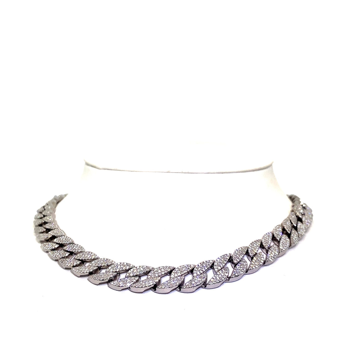 24 Inch 10 mm Leaf Chain CZ (Silver/Rhodium)