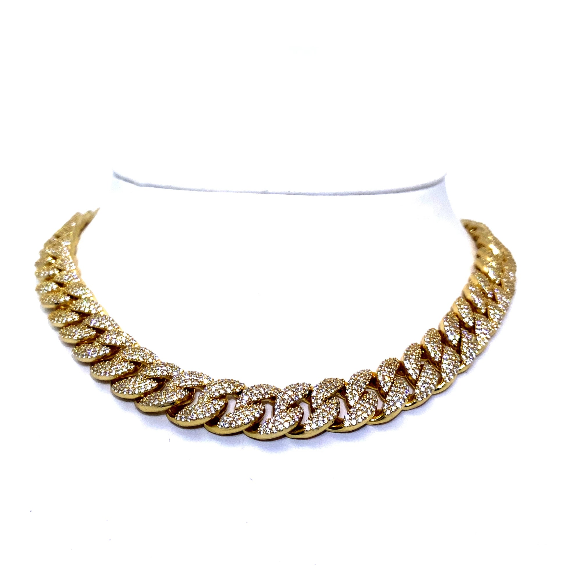 24 Inch 12 mm Miami Curb Chain CZ (Silver/Gold Plated)