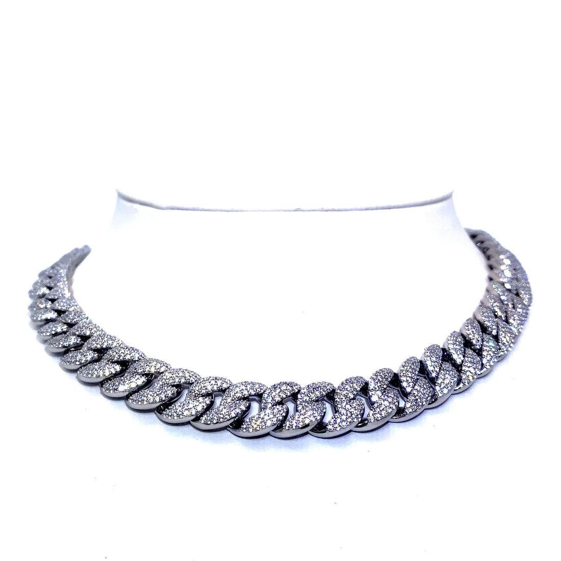 24 Inch 12 mm Miami Curb Chain CZ (Silver/Rhodium Plated)