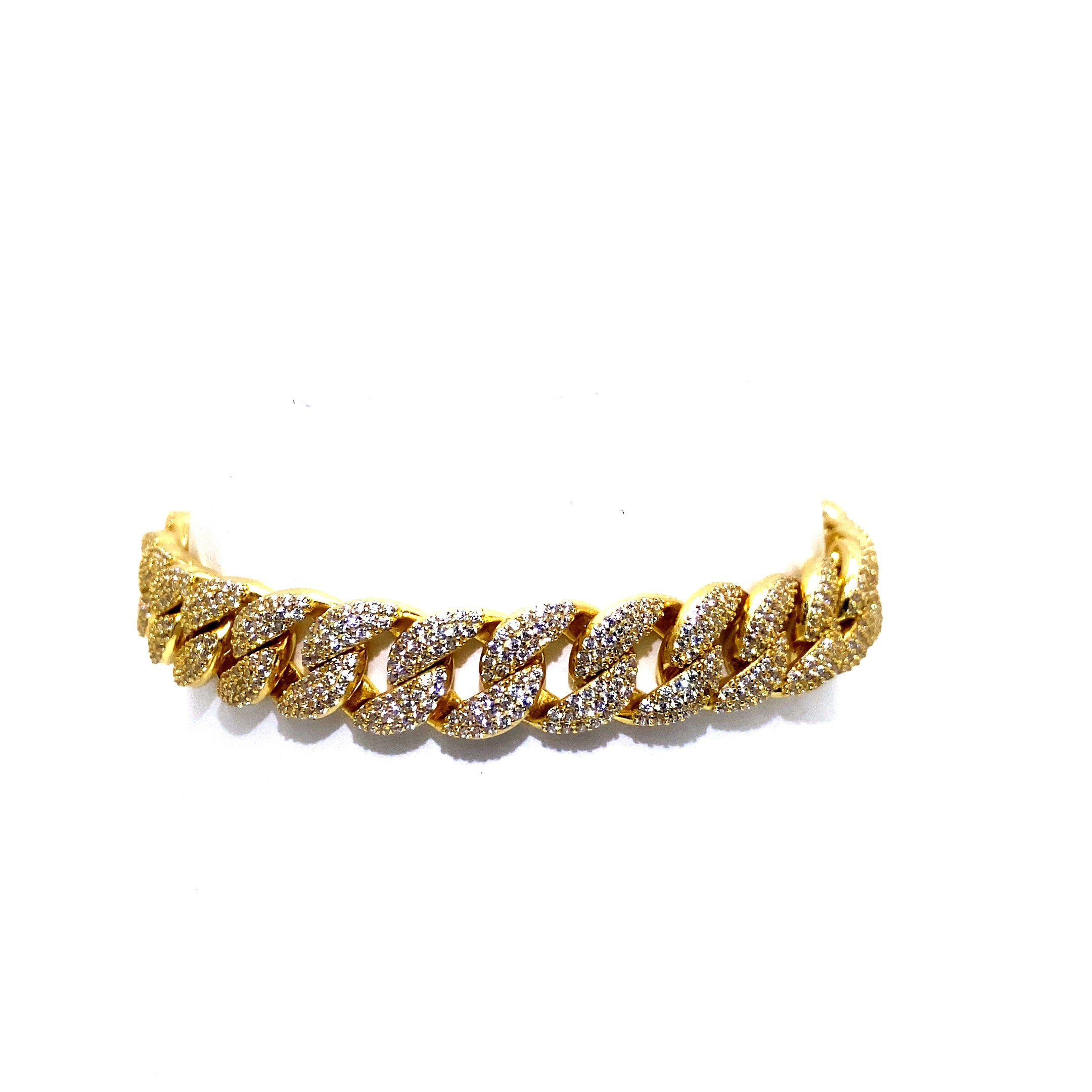 8.5 Inch 11 mm Miami Curb Bracelet SI 1 (Silver/Gold Plated)