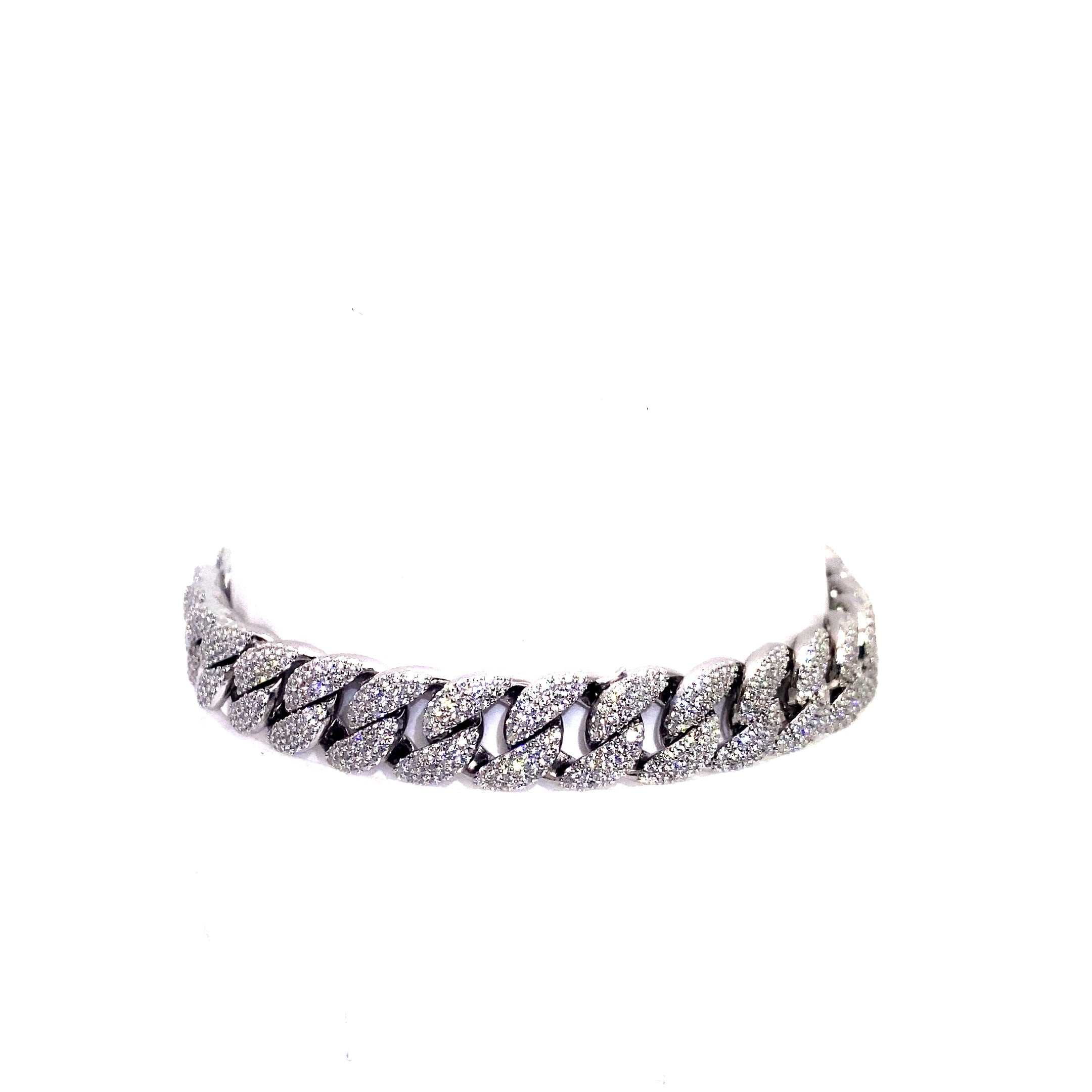 9 Inch 12 mm Miami Curb Bracelet SI 1 (Silver/Rhodium)
