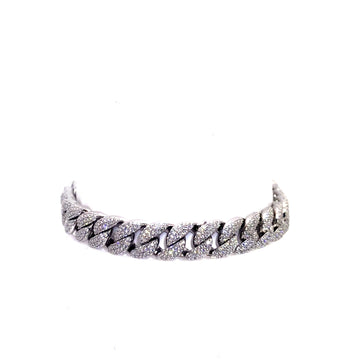 9 Inch 12 mm Miami Curb Bracelet SI 1 (Silver/Rhodium)