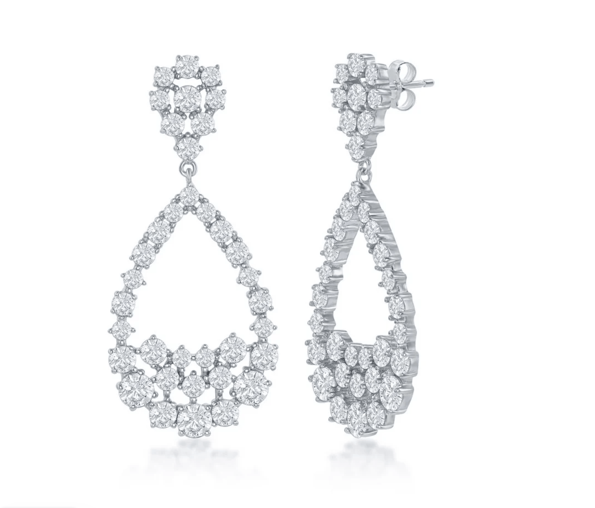 Pear Shaped Silver CZ Earrings