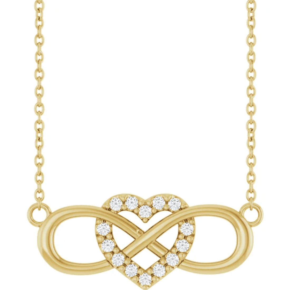 14K 0.01 CTW Natural Diamond Heart & Infinity-Inspired 18″ Necklace