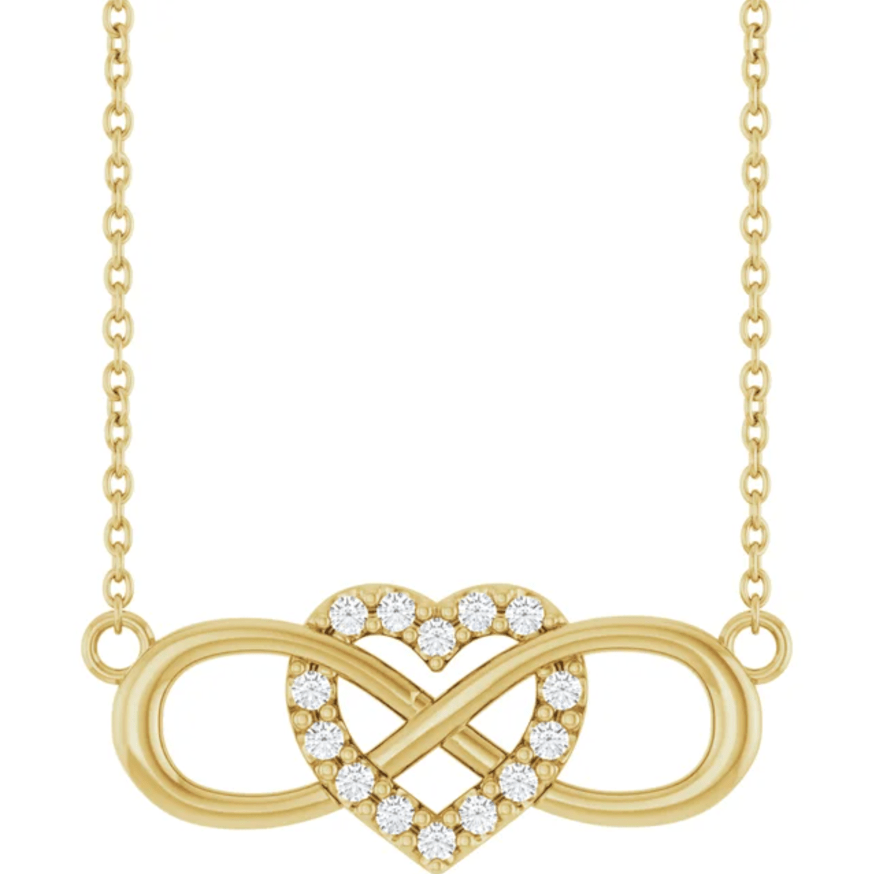 14K 0.01 CTW Natural Diamond Heart & Infinity-Inspired 18″ Necklace