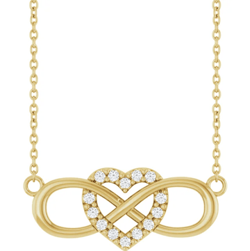 14K 0.01 CTW Natural Diamond Heart & Infinity-Inspired 18″ Necklace