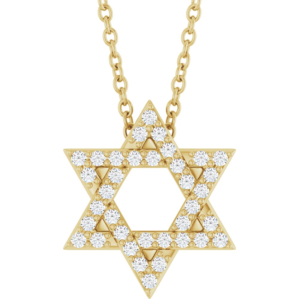 14K 0.16 CTW Natural Diamond Star of David 16-18″ Necklace