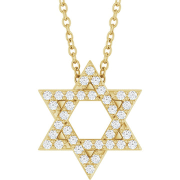 14K 0.16 CTW Natural Diamond Star of David 16-18″ Necklace