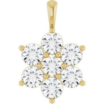 14K 2.75 CTW Natural Diamond Cluster Pendant