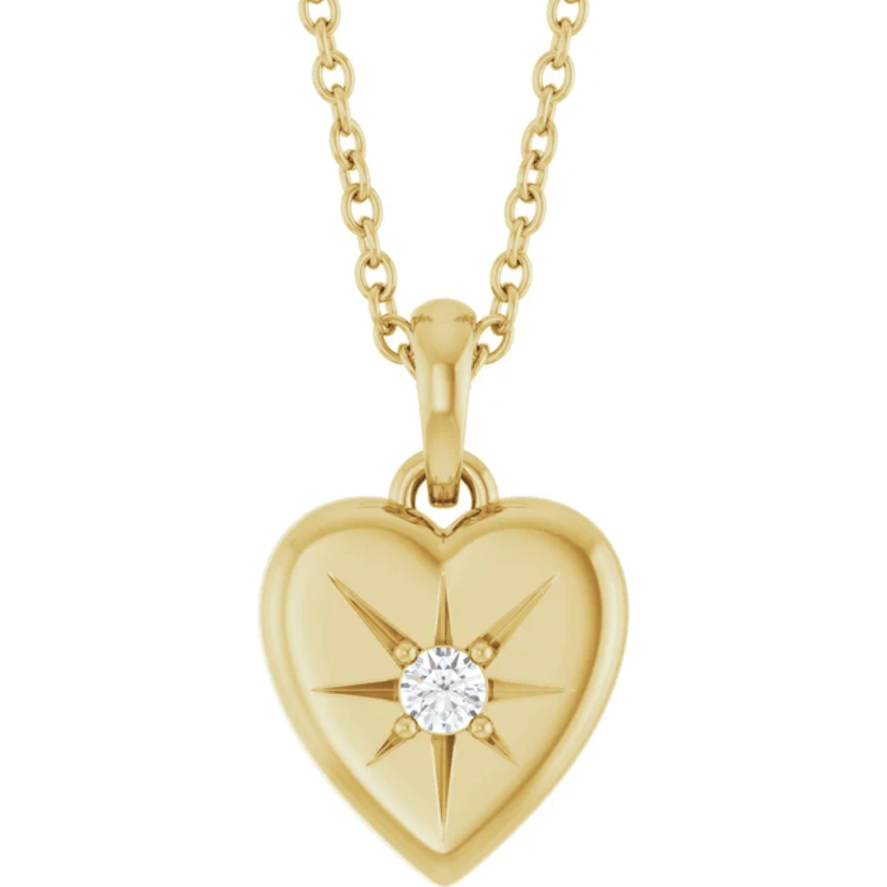14K 0.03 CTW Natural Diamond Starburst Heart 16-18″ Necklace
