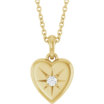 14K 0.03 CTW Natural Diamond Starburst Heart 16-18″ Necklace