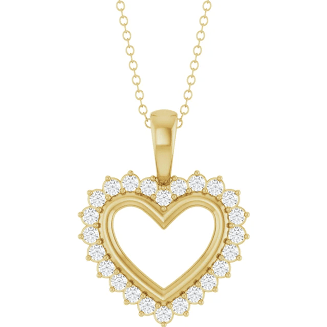14K 1.33 CT Natural Diamond Heart 16-18″ Necklace