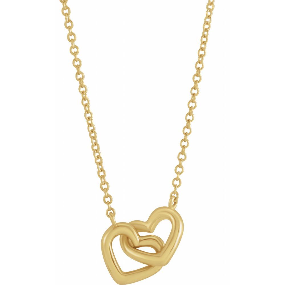 14K Rose Interlocking Heart 16″ Necklace