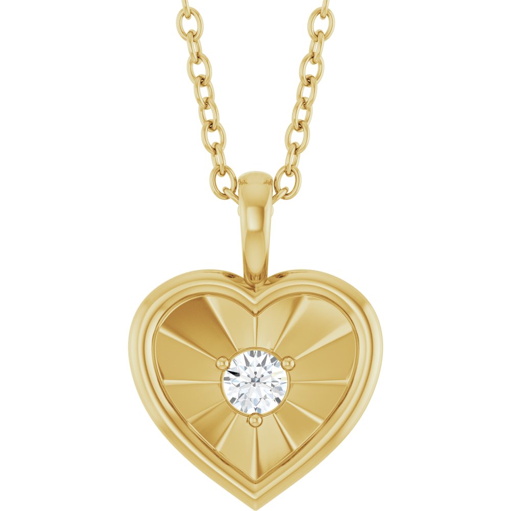 14K 0.1 CT Natural Diamond Heart Pendant