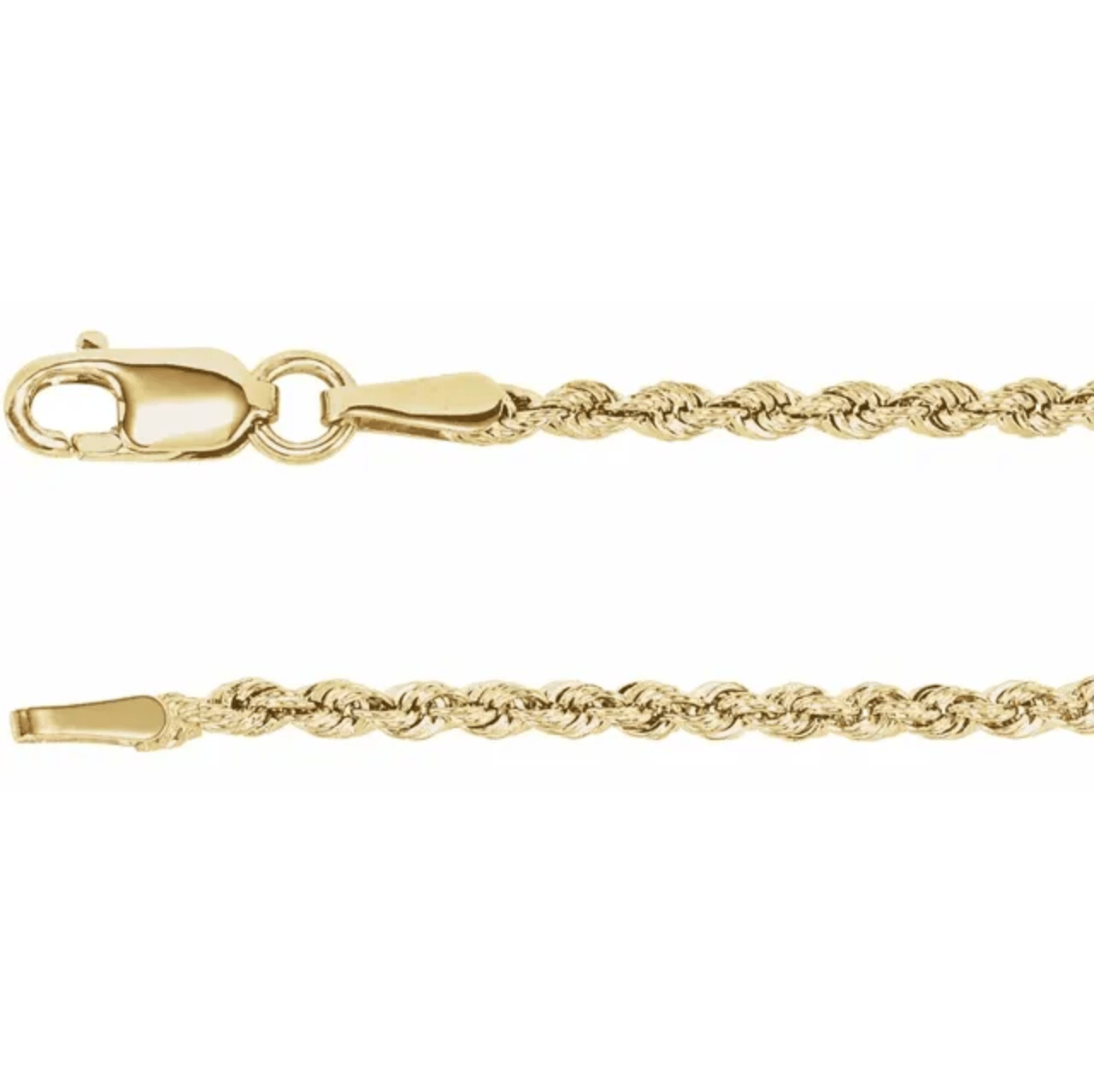 14K Yellow 1.85 mm Rope 7″ Chain