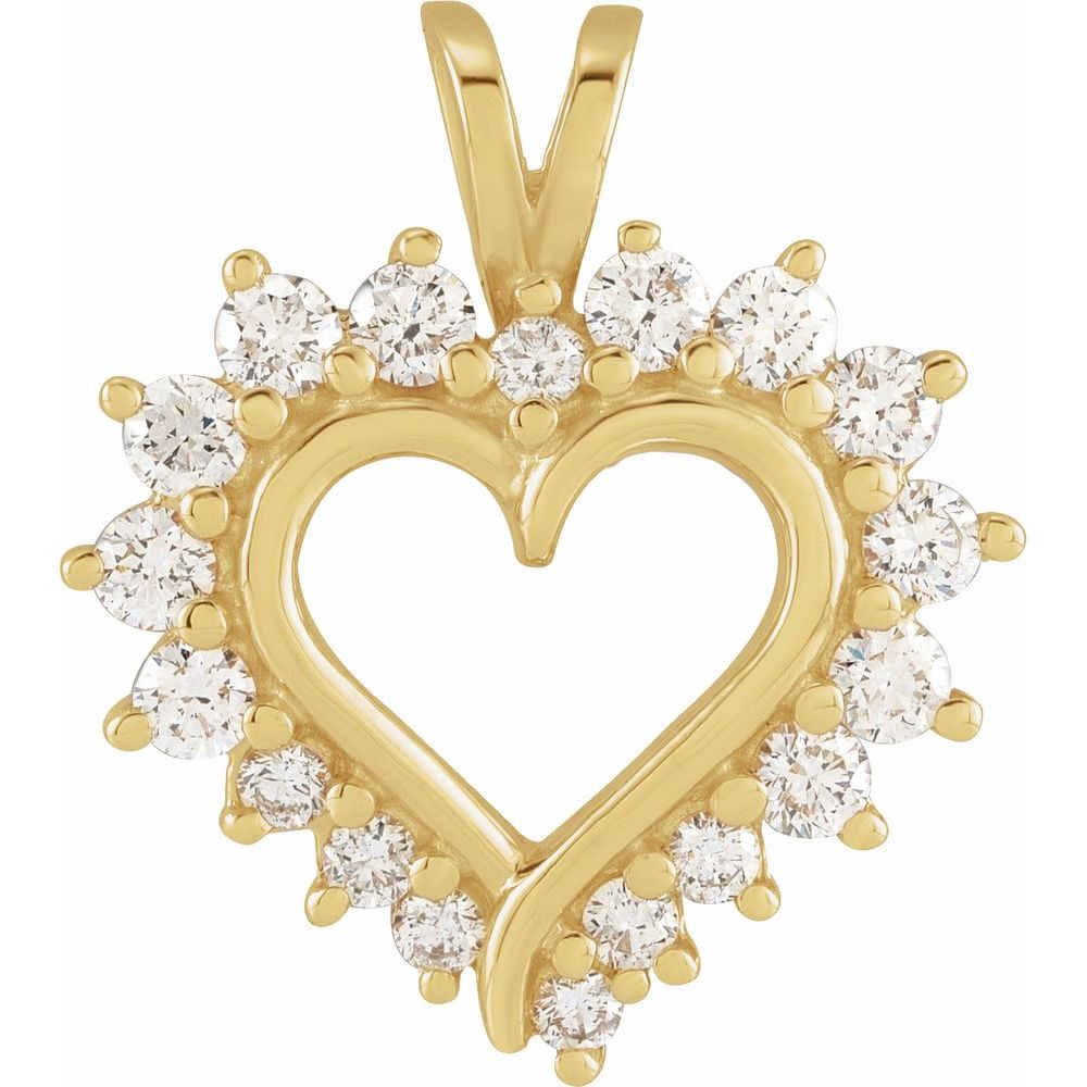 14k Yellow 0.5 CTW Natural Diamond Heart Pendant