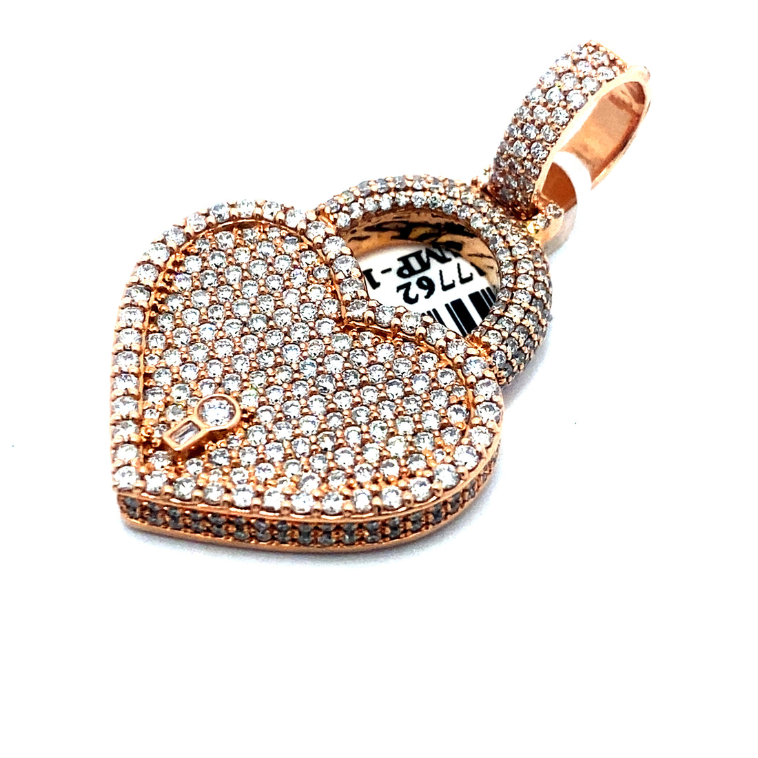 14K Large Heart Lock Pendant RG